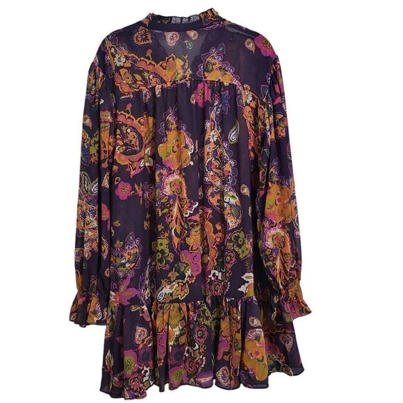 Free People Ladies Ibiza Nights Mini Dress in Purple/ Plum Combo, Size s - Picture 4 of 9